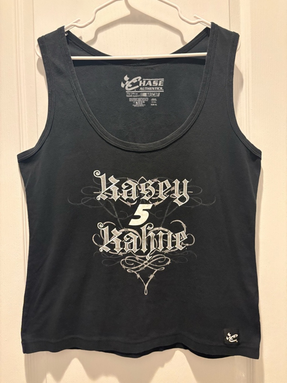 Y2K Kasey kahne Tank Women Large Black 5 Chase Authentics Tee Shirt speed diva